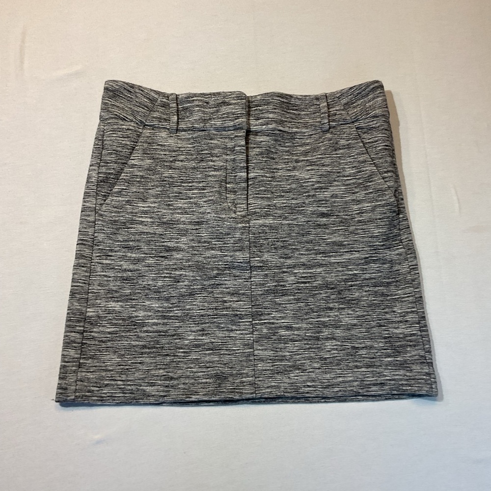 LOFT by Ann Taylor Simone Heathered Grey Skirt, Size 6 Belt Loops, Zip Pockets